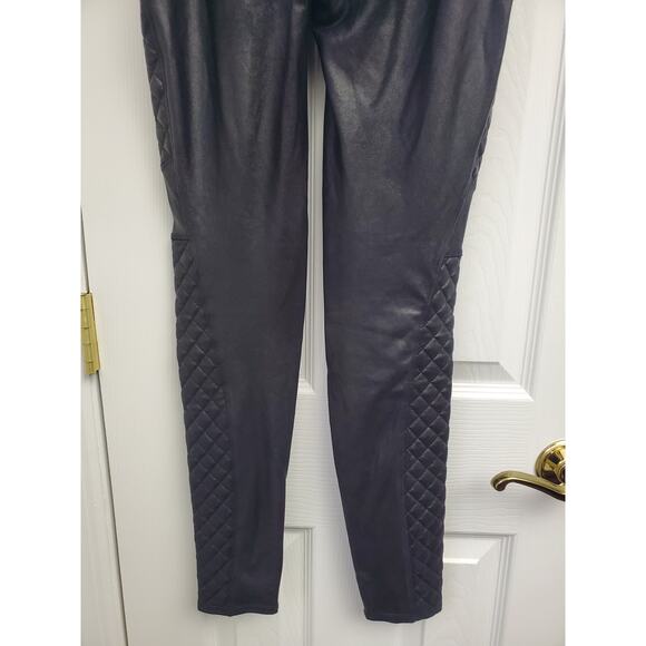 Spanx Leggings Size S Faux Leather Quilted Moto Athleisure Gym Workout Yoga - Picture 4 of 11
